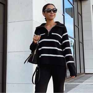 Abercrombie Striped Half-Zip Sweater